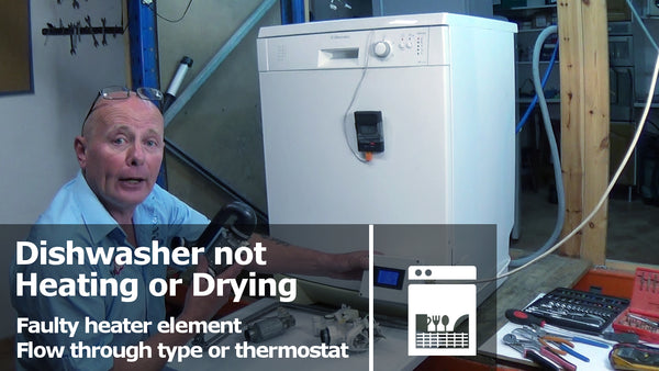 Dishwasher not heating or drying, faulty heating element or Thermostat