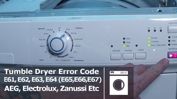 E61, E62, E63, E64, E65, E66, E67 Tumble dryer Error Fault Code Electrolux, AEG, Zanussi