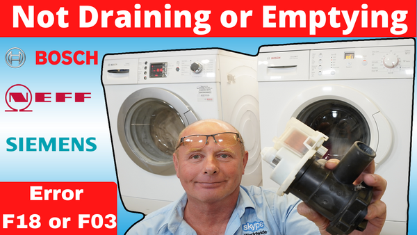 F18 F03 Bosch Washing machine not draining or emptying. Neff, Siemens, Balay, Constructa
