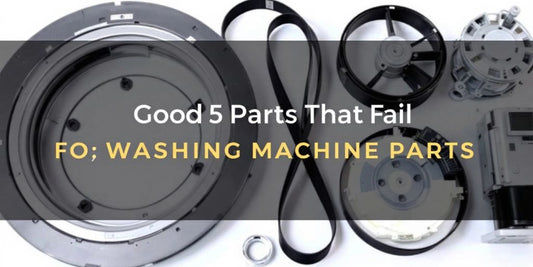 Close-up of washing machine parts on a surface.