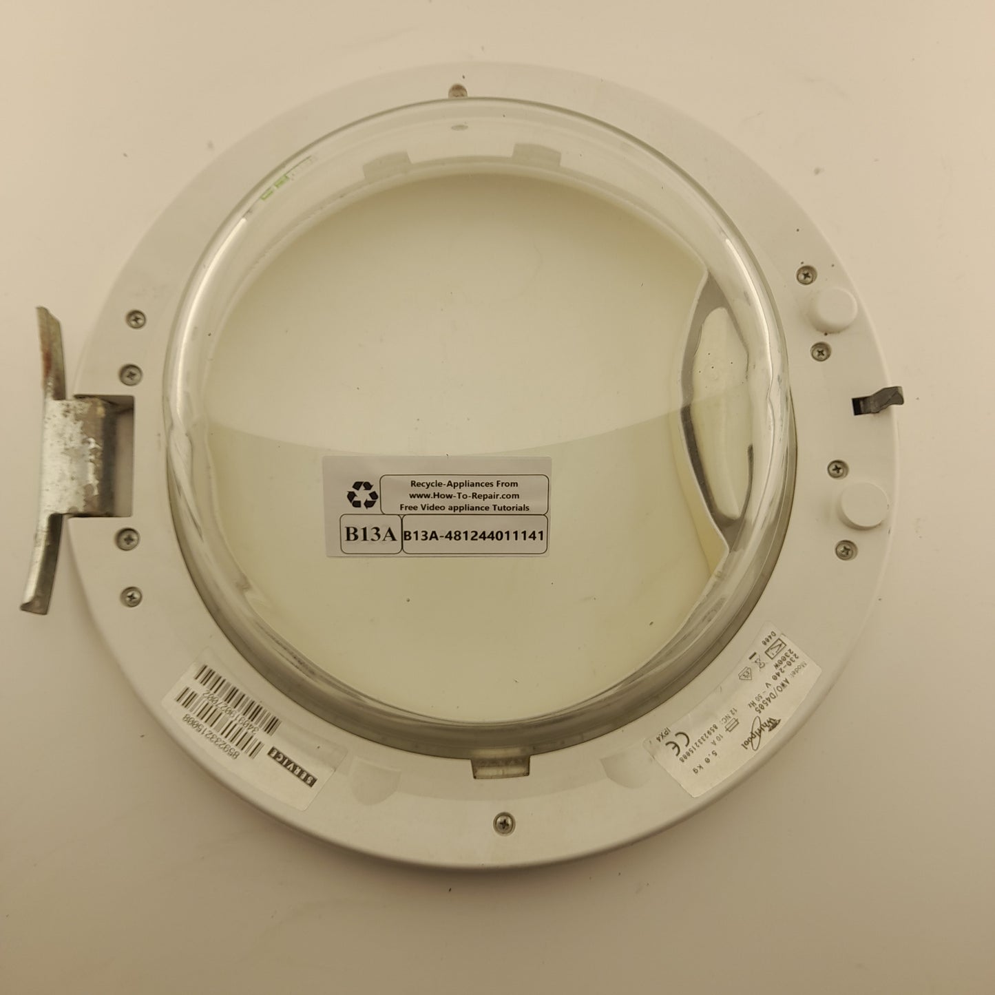Whirlpool Washing Machine, Door Frame, Glass, Hinge 481244011141