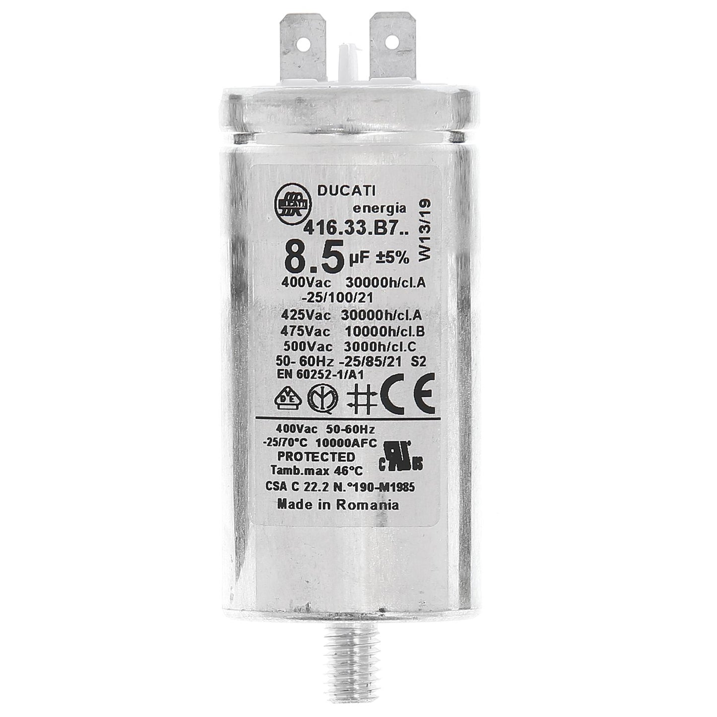 8.5uF/8.5MFD Original Indesit Ducati Produced Multi-Model Fitting Tumble Dryer Capacitor