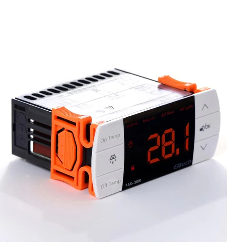 Elitech UEK-3010 White fascia Digital Temperature Controller, One-way Control Output Heating or Cooling Mode, Touch Key With Temperature Probe Sensor, For Cold Storage, Freezer, Operating Console Refrigeration Equipment