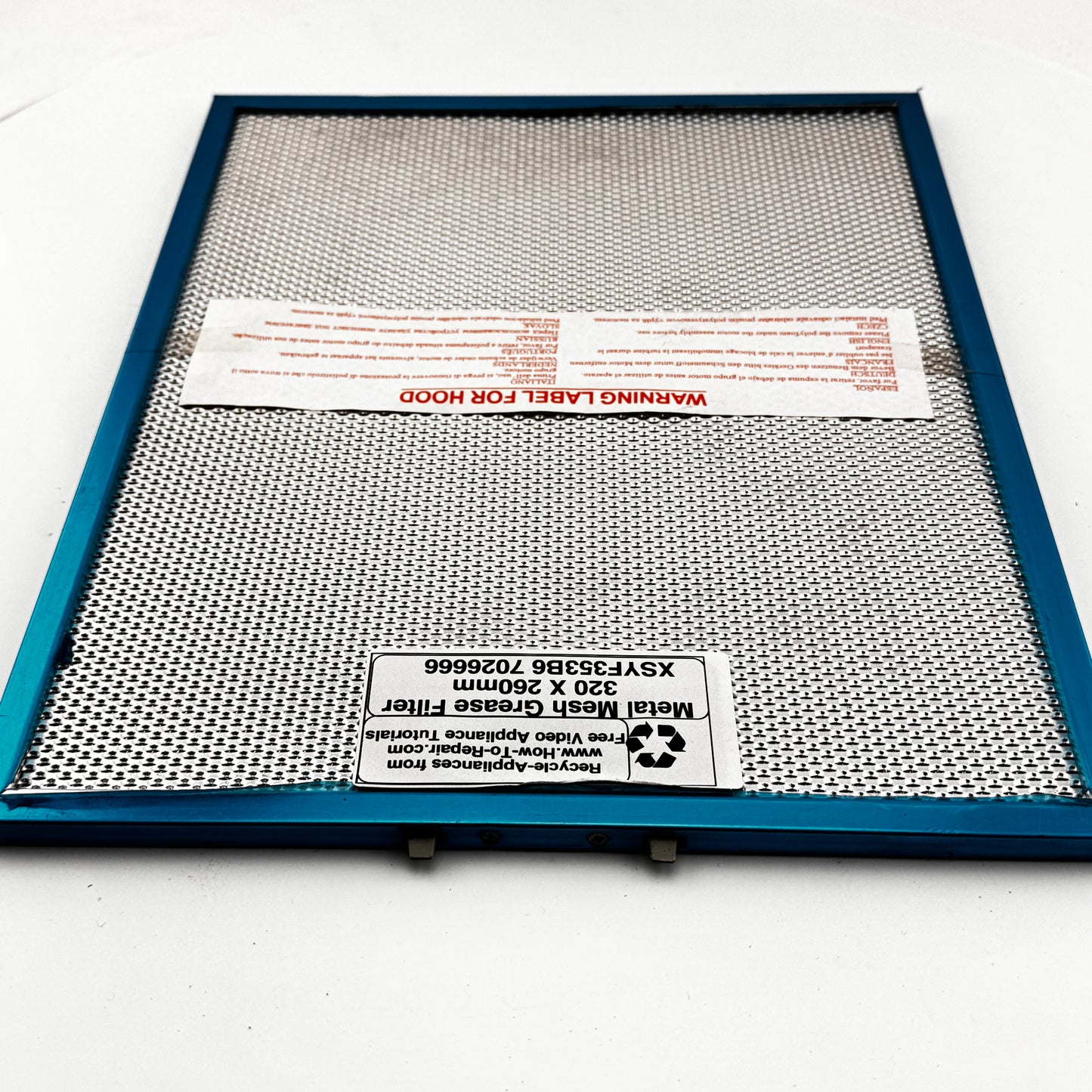 Cooker Hood Metal Mesh Grease Filter 320 x 260mm 49032580 7026666 Hoover Candy Baumatic