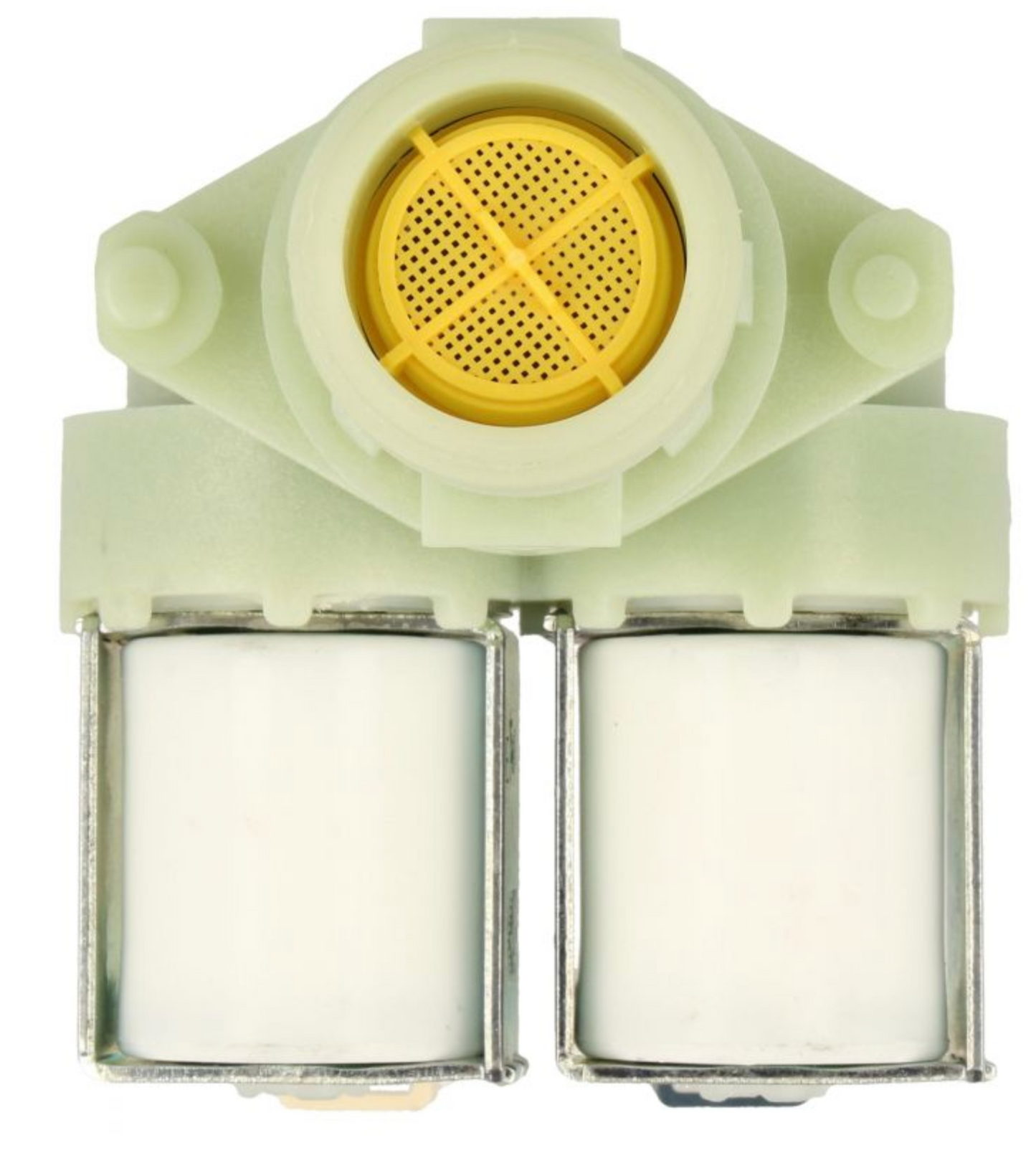 Hoover Cold Water Double Solenoid Inlet Valve : 180Deg. With Bore: 11.5 Bore Outlets & Protected (push) Connectors 41040283