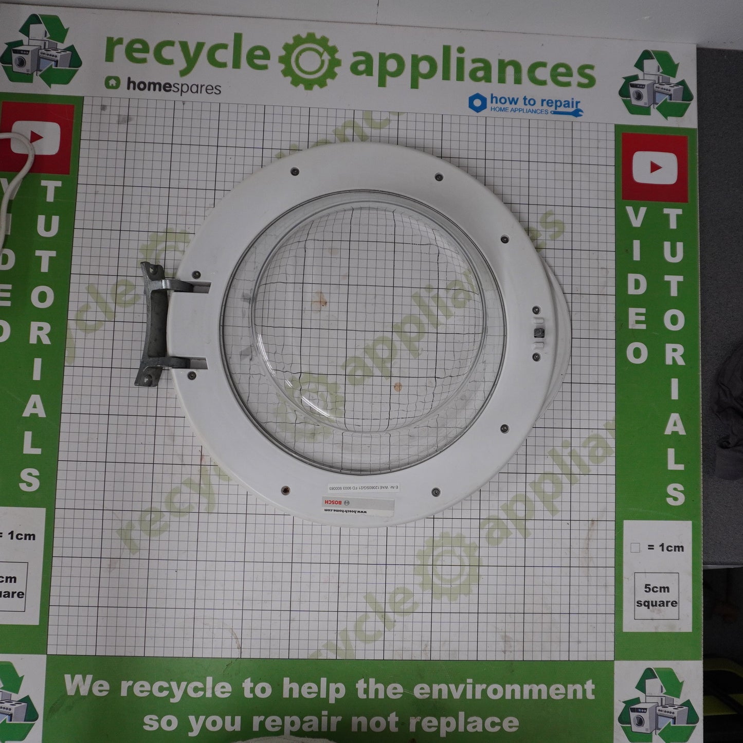 Washing Machine Door Glass, Frame Complete With Hinge 00355529