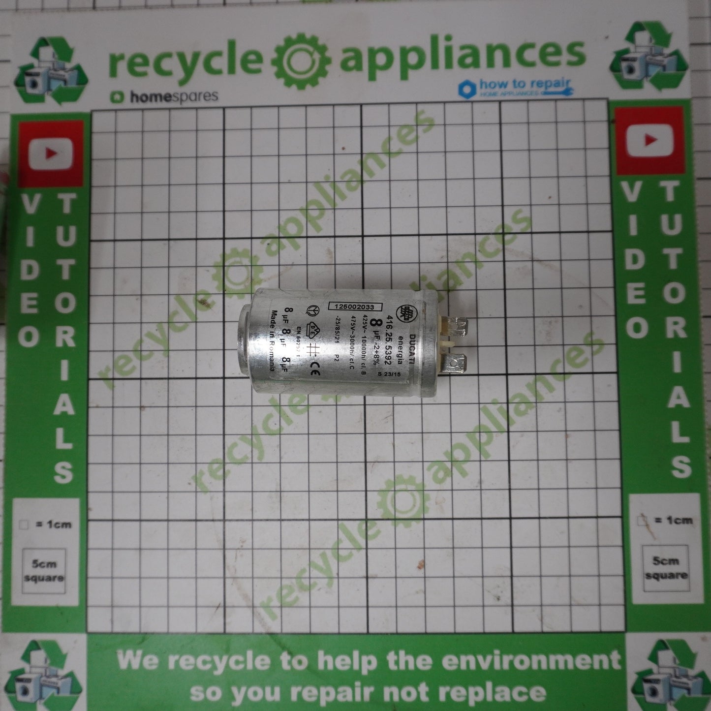 Tumble Dryer Capacitor 8UF 1250020334