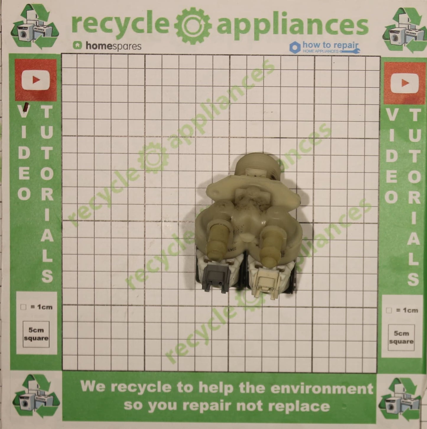 Beko Cold Water Double Solenoid Inlet Valve : 180Deg. With 12 Bore Outlets & Protected (Push) Connectors
