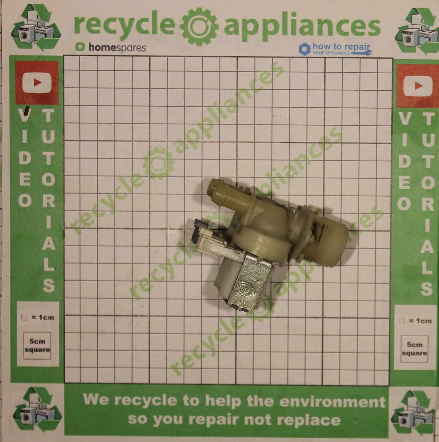 Beko Cold Water Double Solenoid Inlet Valve : 180Deg. With 12 Bore Outlets & Protected (Push) Connectors