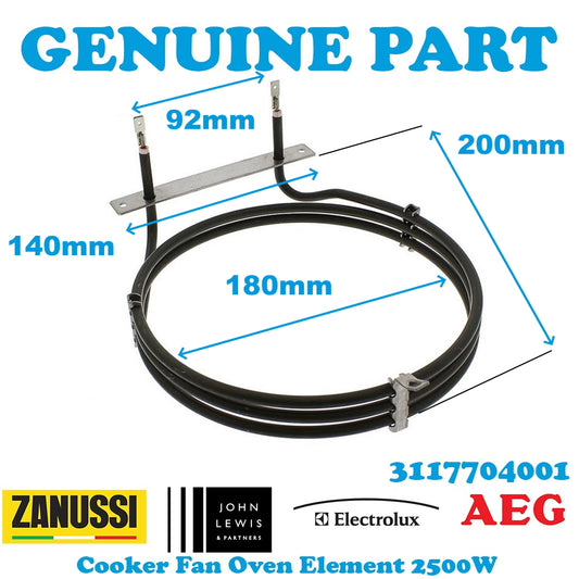 Aeg Electrolux Tricity Bendix Zanussi Cooker Fan Oven Element 2500W
