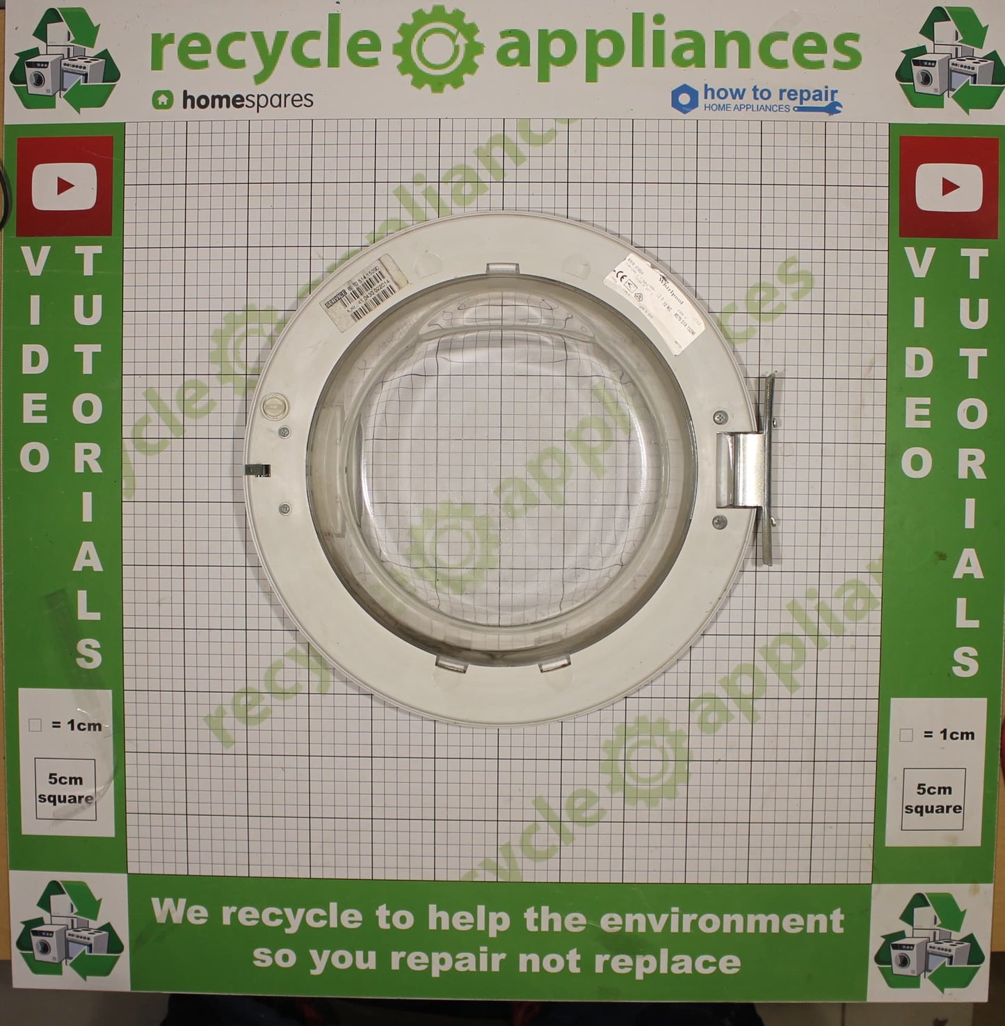 Whirlpool Washing Machine Door Outer Frame 481244010817 with glass & hinge