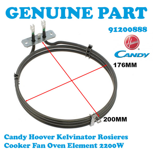 Candy Hoover Kelvinator Rosieres Cooker Fan Oven Element 2200W 91200888