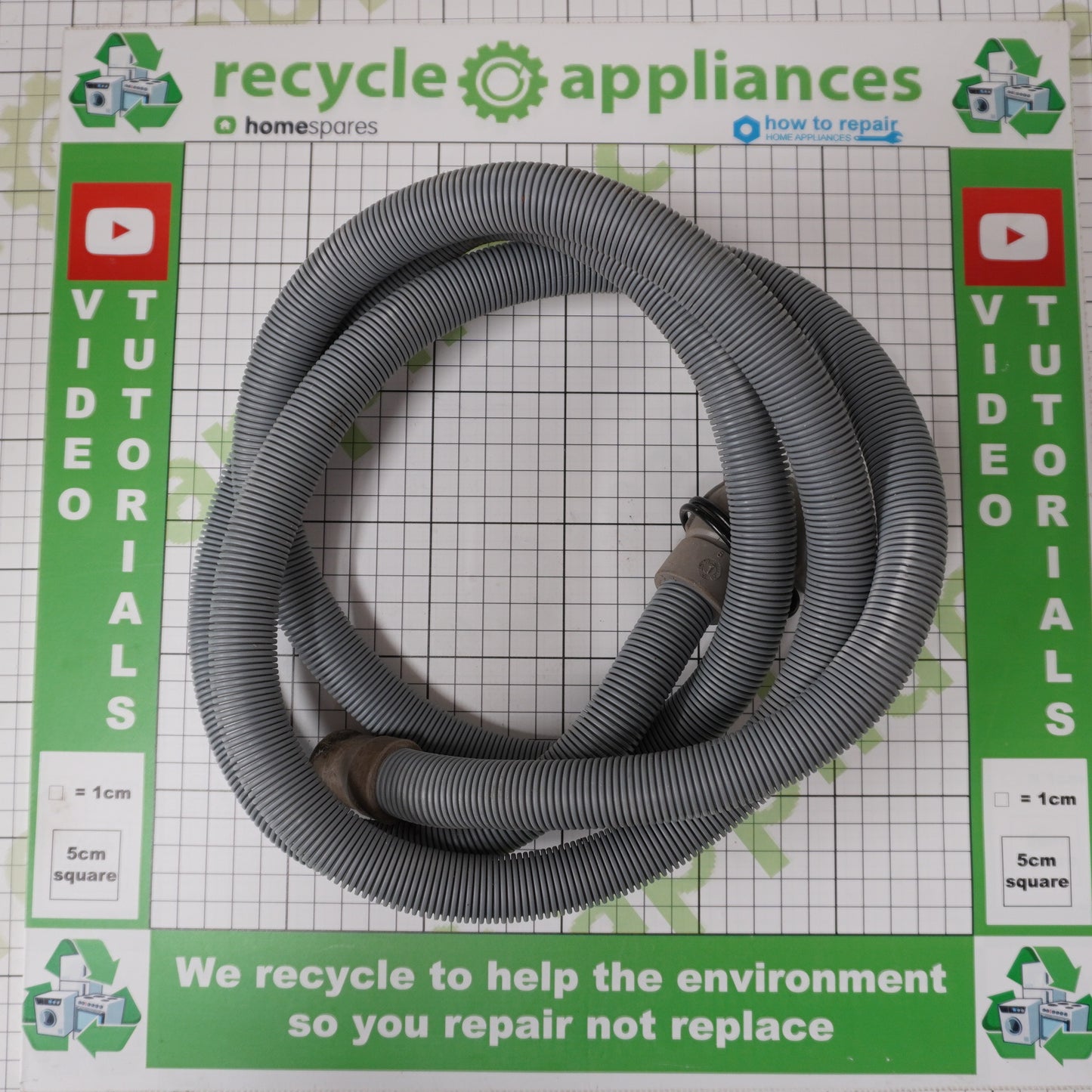 Washing Machine Drain Hose 19mm End With Right Angle End 30mm C00142206