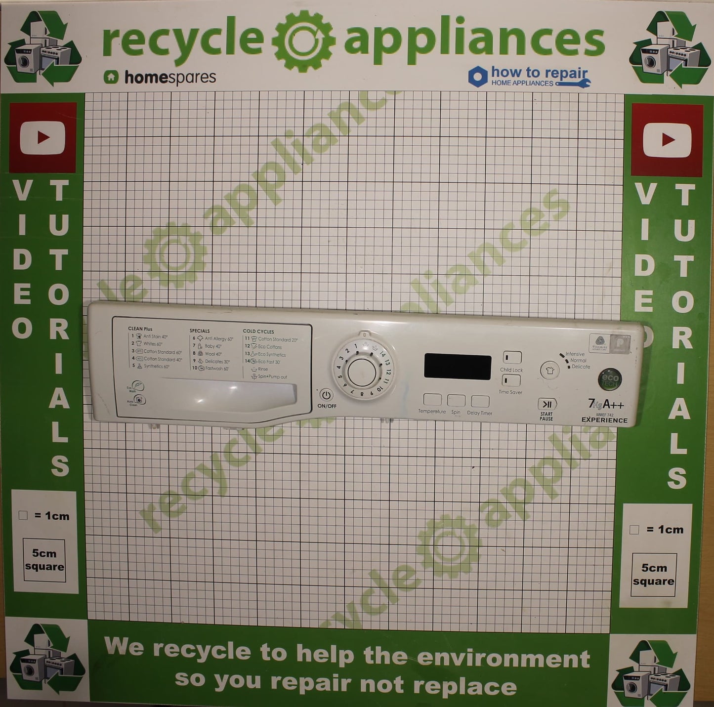 Hotpoint Program PCB Printed Circuit Board With Facia Panel C00286869