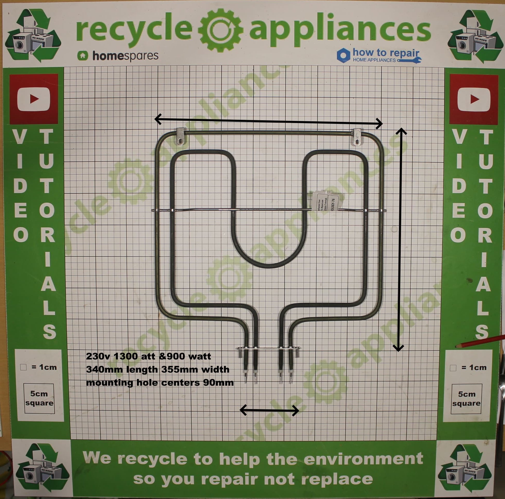 Cookology Midea Cooker Oven Dual Grill Element 230v 1300W & 900W