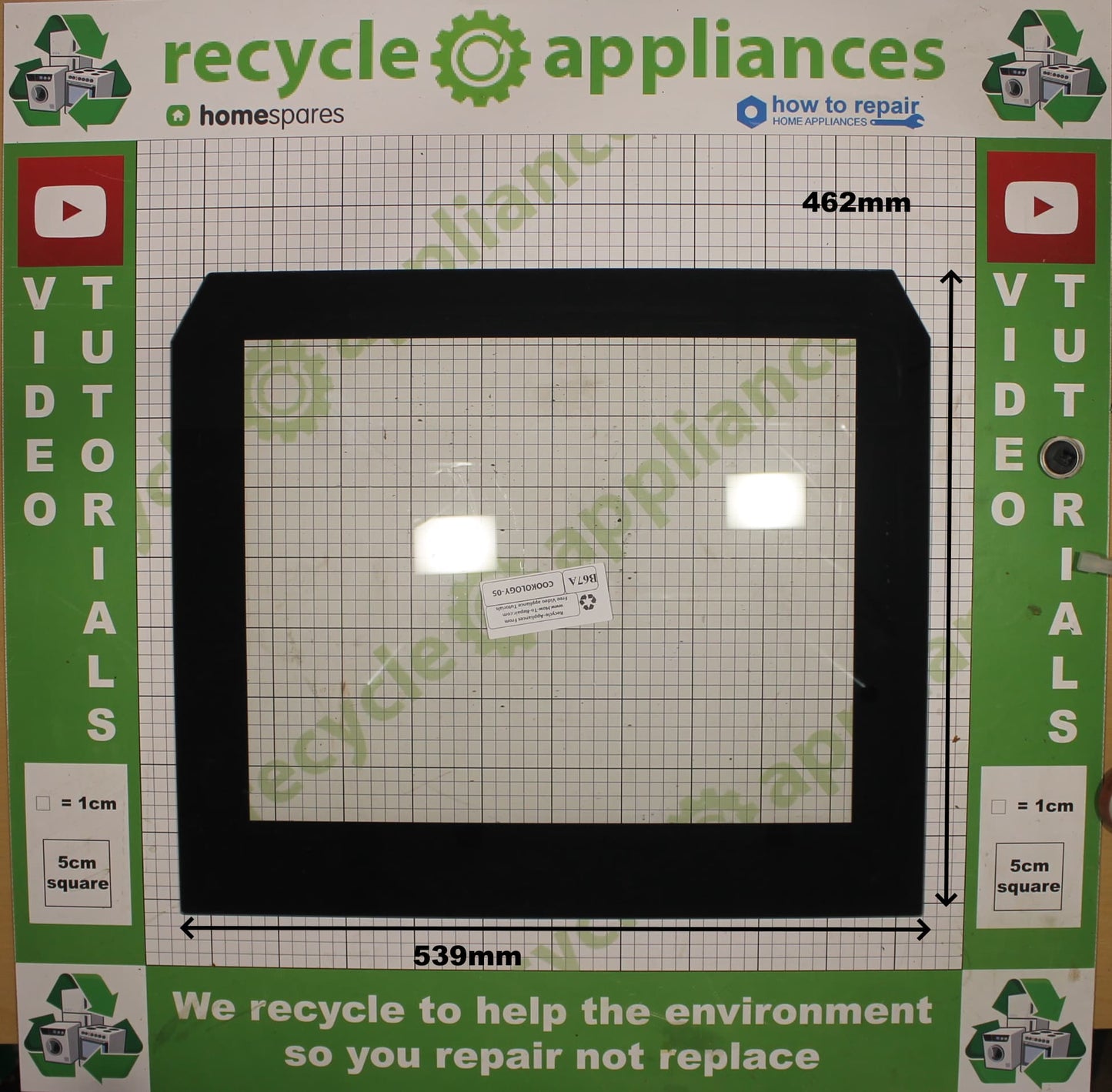 Cookology Midea Cooker Main Oven Inner Door Glass 539mm x 462mm