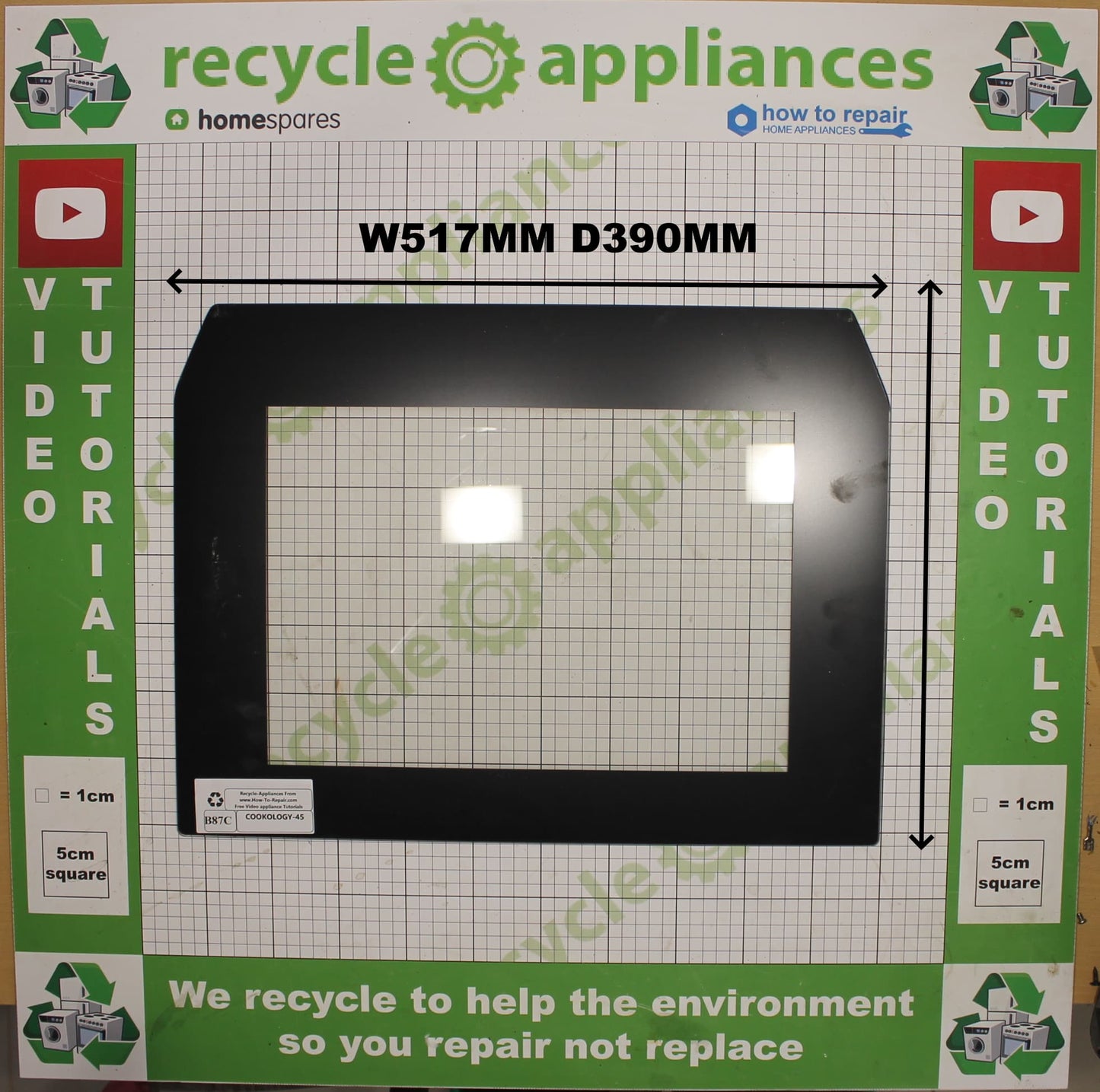 Cookology Midea Cooker Main Oven Inner Door Glass 517mm x 390mm