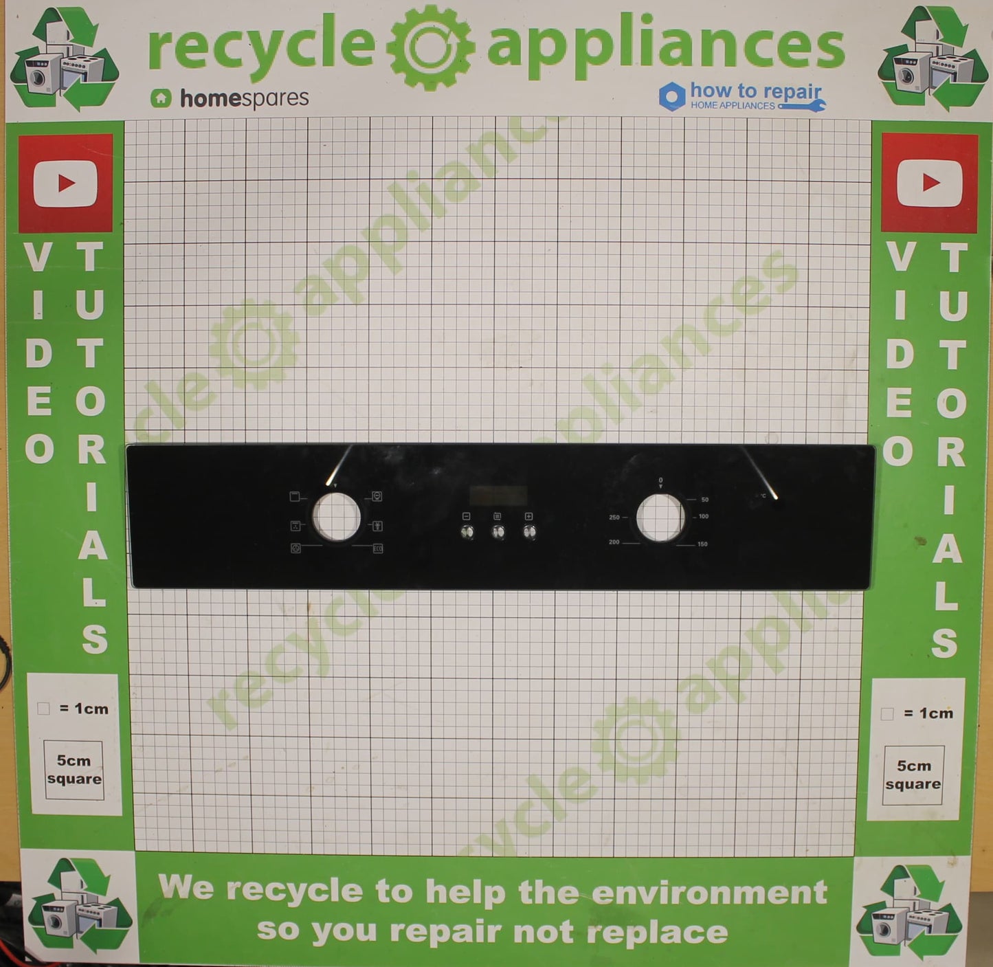 Cookology COF605BK Midea Cooker Oven Contol Panel Glass