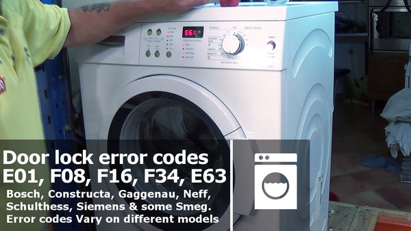 Washing machine Doorlock error codes E01, F08, F16, F34, E61 Bosch, Neff, Siemens