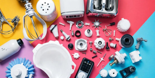 Close-up of essential home appliance parts.