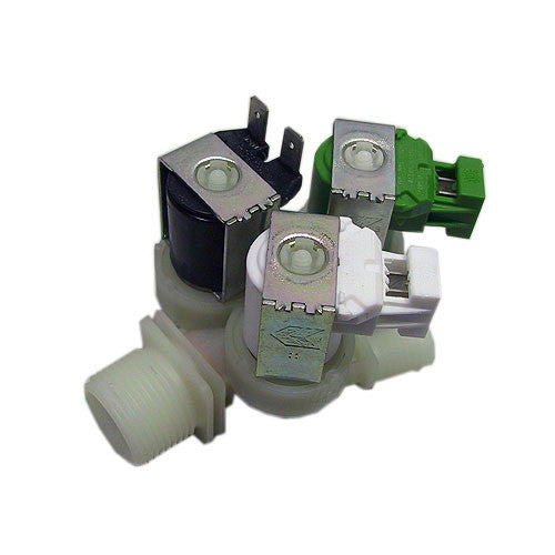 Electrolux Group Cold Water Triple Inlet Solenoid Valve 180Deg. With 2 Protected Tag Fitting & 1 Open Tag Fitting 1249472141