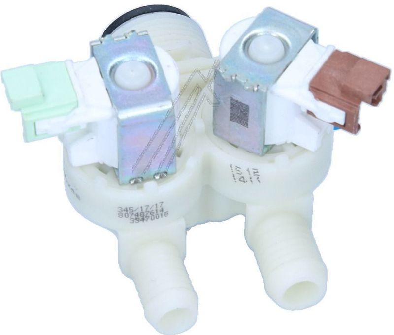 Electrolux Group Cold Water Double Solenoid Inlet Valve : 180Deg. & Protected Push Connectors 4055017166