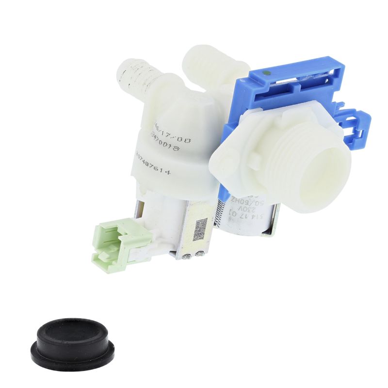 Electrolux Group Cold Water Double Solenoid Inlet Valve : 180Deg. & Protected Push Connectors 4055017166