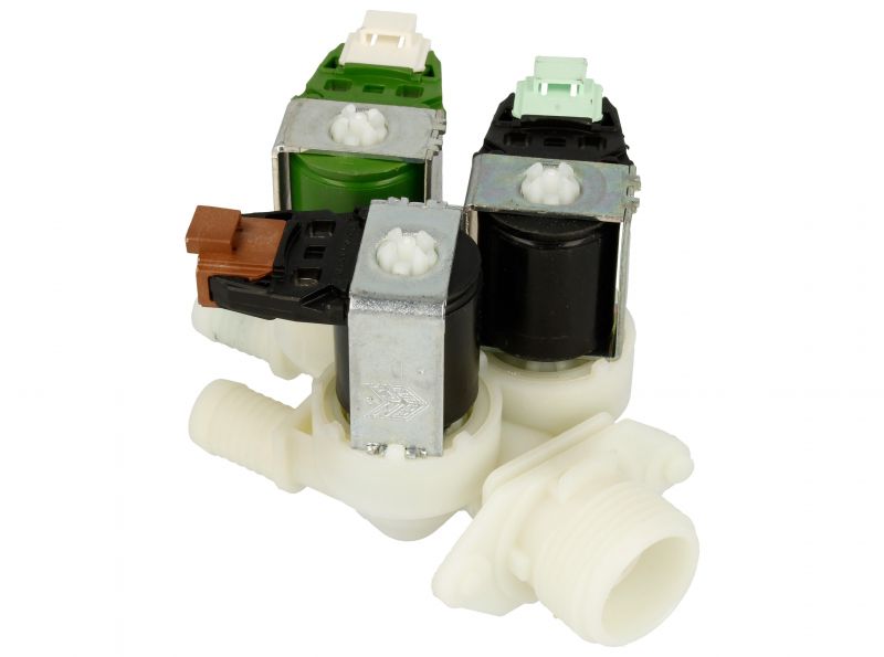 Electrolux Group Cold Water Triple Inlet Solenoid Valve : 180Deg. With Protected (push) Connectors 50297037009