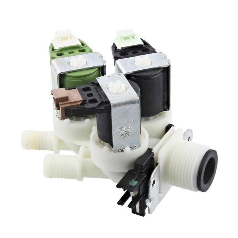 Electrolux Group Cold Water Triple Solenoid Inlet Valve : 180Deg. With Protected (push) Connectors 50297043007