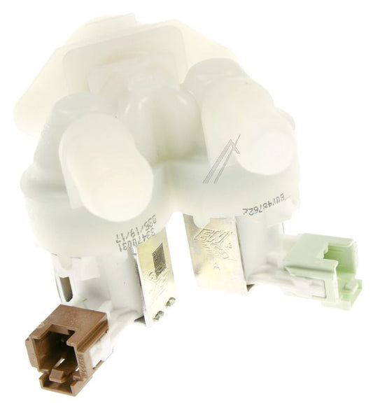 Electrolux Group Cold Water Double Solenoid Inlet Valve : 180Deg. With Protected (push) Connectors 8074876221