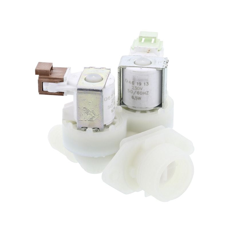 Electrolux Group Cold Water Double Solenoid Inlet Valve : 180Deg. With Protected (push) Connectors 8074876221