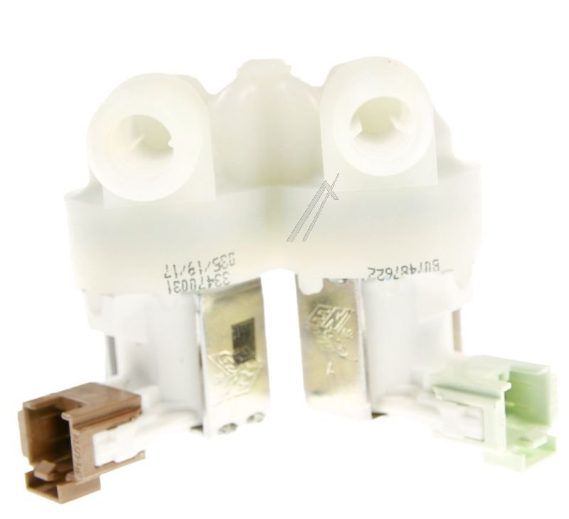 Electrolux Group Cold Water Double Solenoid Inlet Valve : 180Deg. With Protected (push) Connectors 8074876221