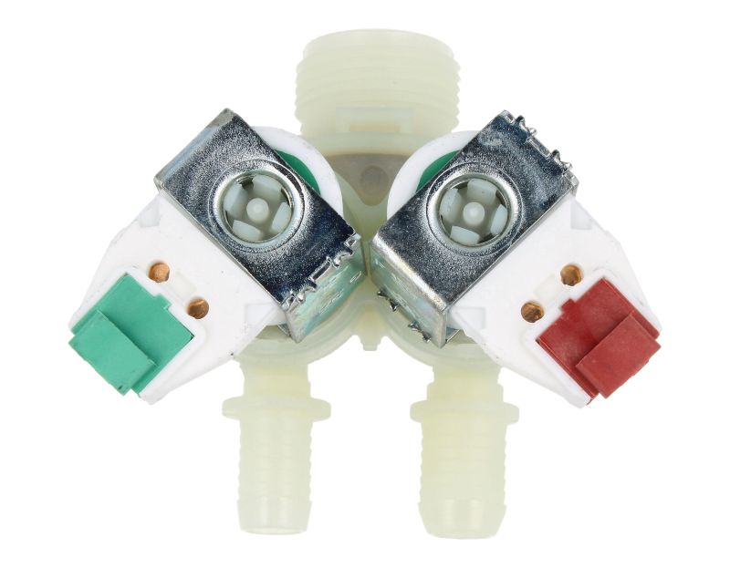 Electrolux Group Cold Water Double Solenoid Inlet Valve : 180Deg. With Protected (push) Connectors 8074876221