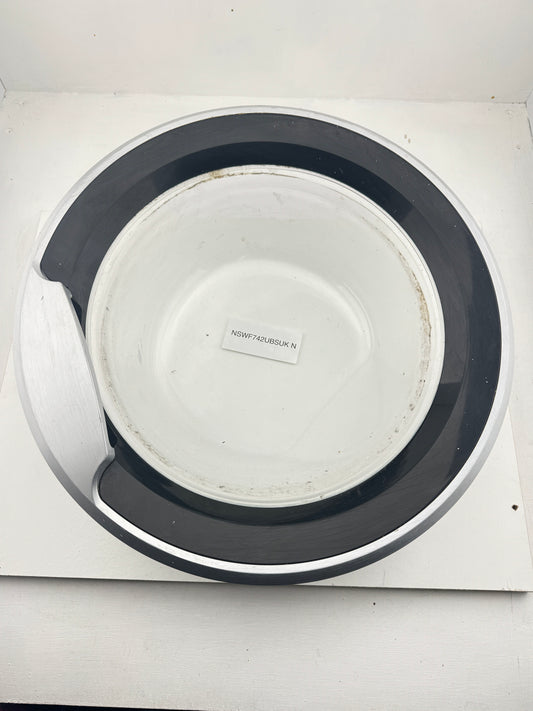Door Assembly For Hotpoint NSWF742UBSUK with Hinges