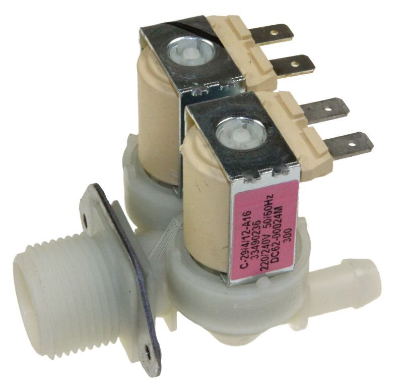 Samsung Cold Water Double Inlet Solenoid Valve : 180Deg. With 12 Bore Outlets DC6200024M
