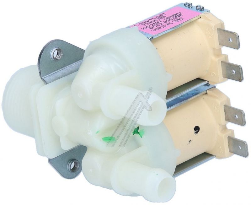 Samsung Cold Water Double Inlet Solenoid Valve : 180Deg. With 12 Bore Outlets DC6200024M