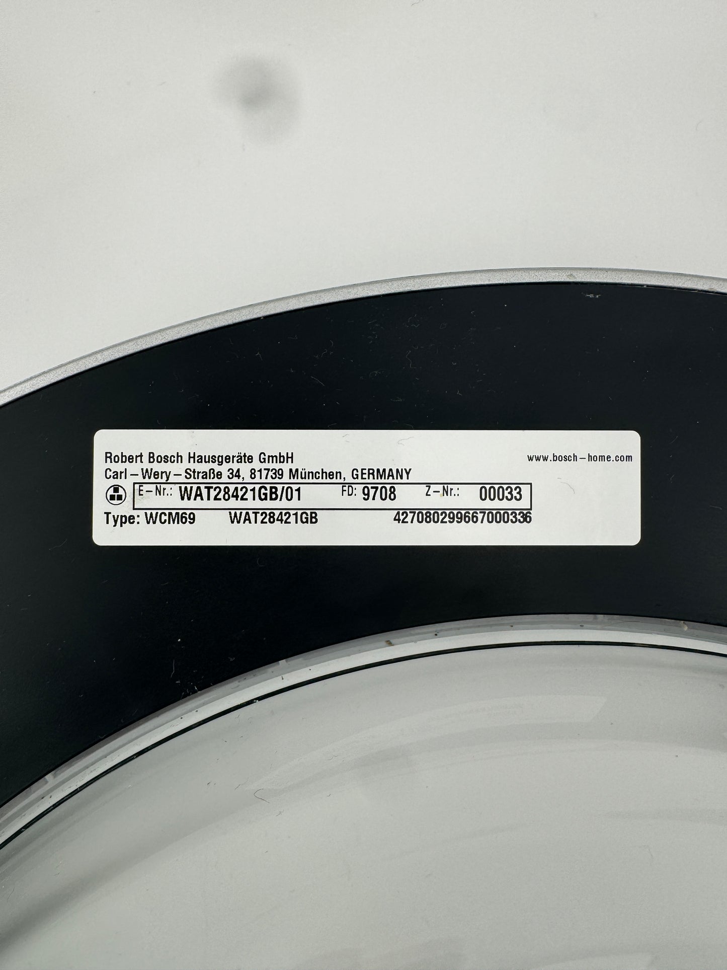 Door Assembly For Bosch WAT28421GB/01 with Hinges