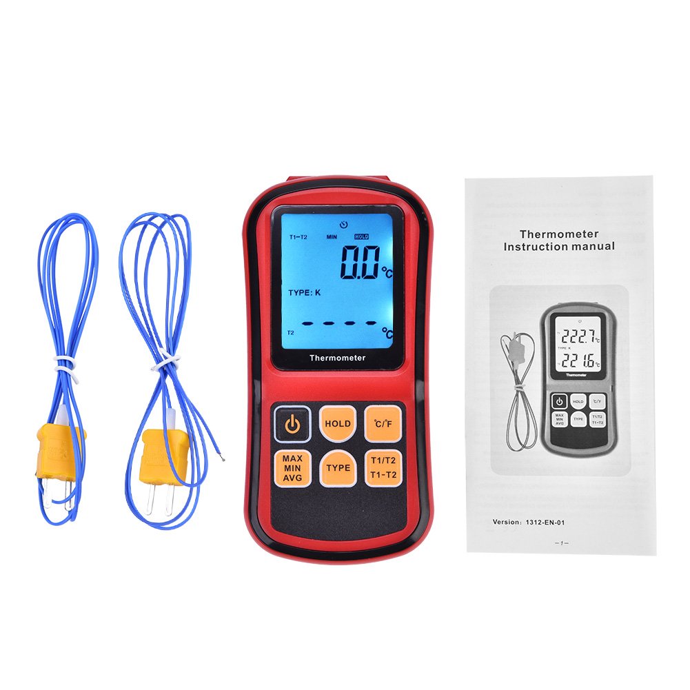 Dual Channel Digital Thermometer - GM1312 K-Type Thermocouples LCD Temperature Meter