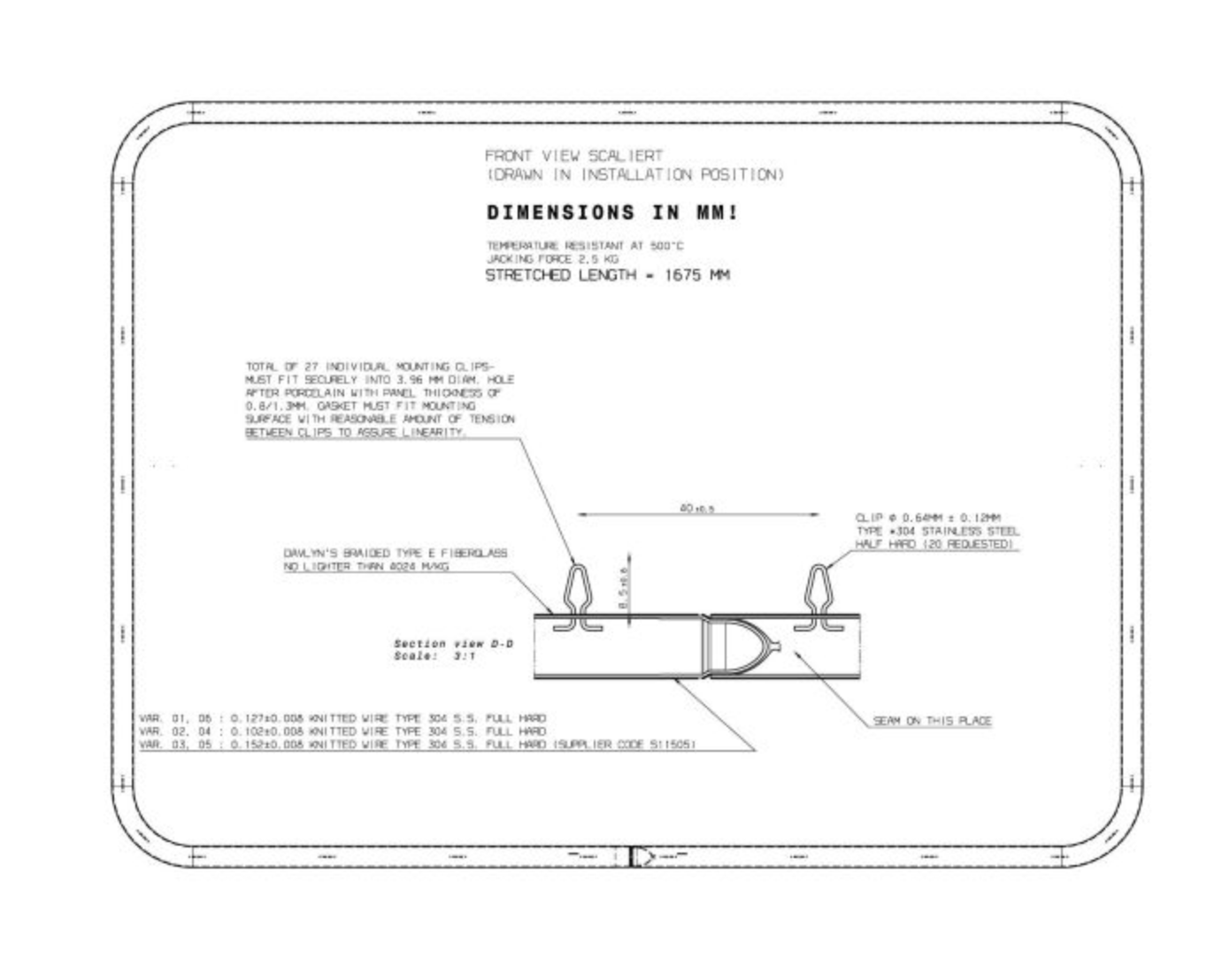 Electrolux Group Main Oven Door Seal 5610468067