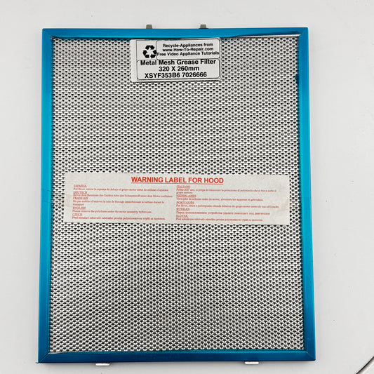 Cooker Hood Metal Mesh Grease Filter 320 x 260mm 49032580 7026666 Hoover Candy Baumatic