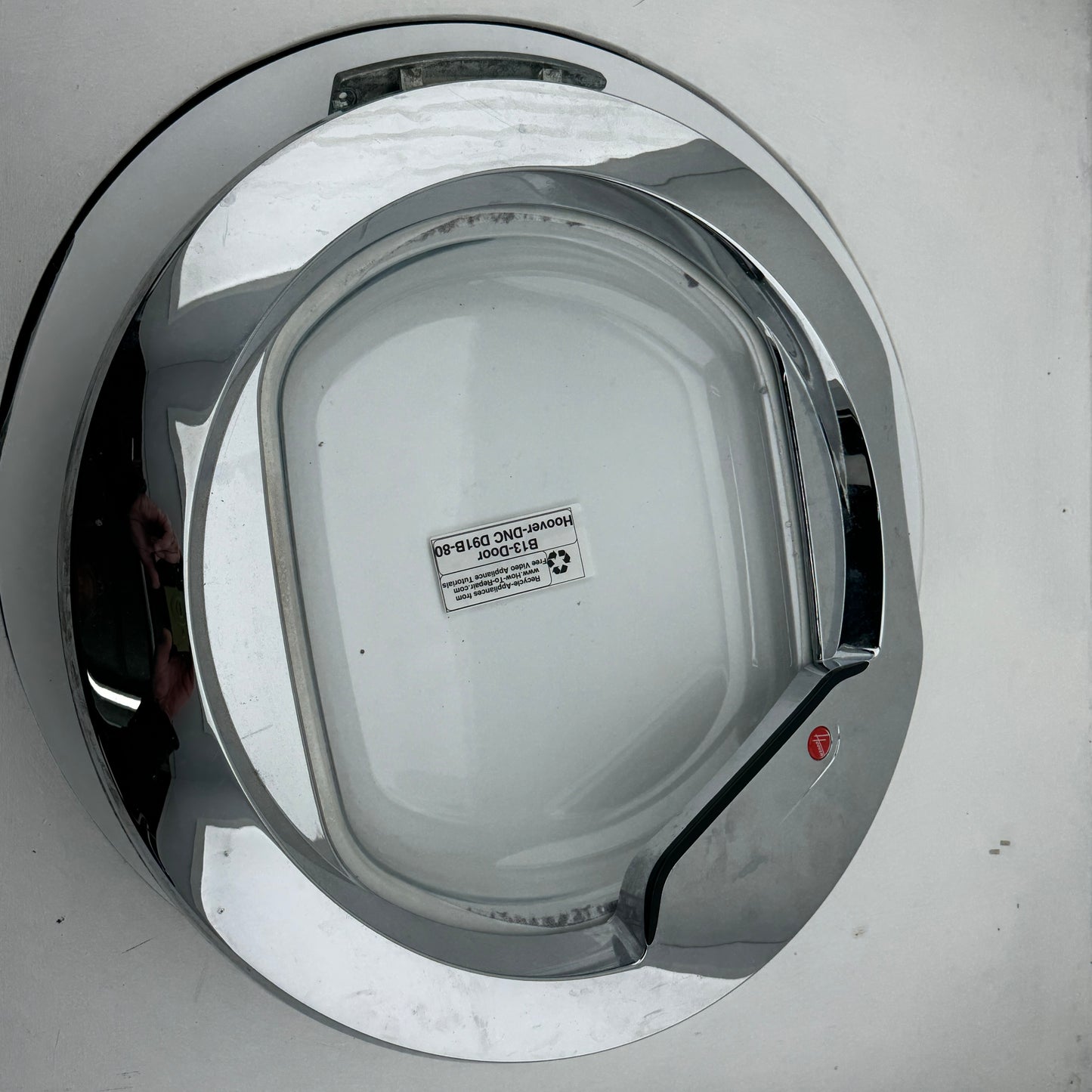 Tumble Dryer complete door assembly, including hinge came of Hoover DNC D91B-80
