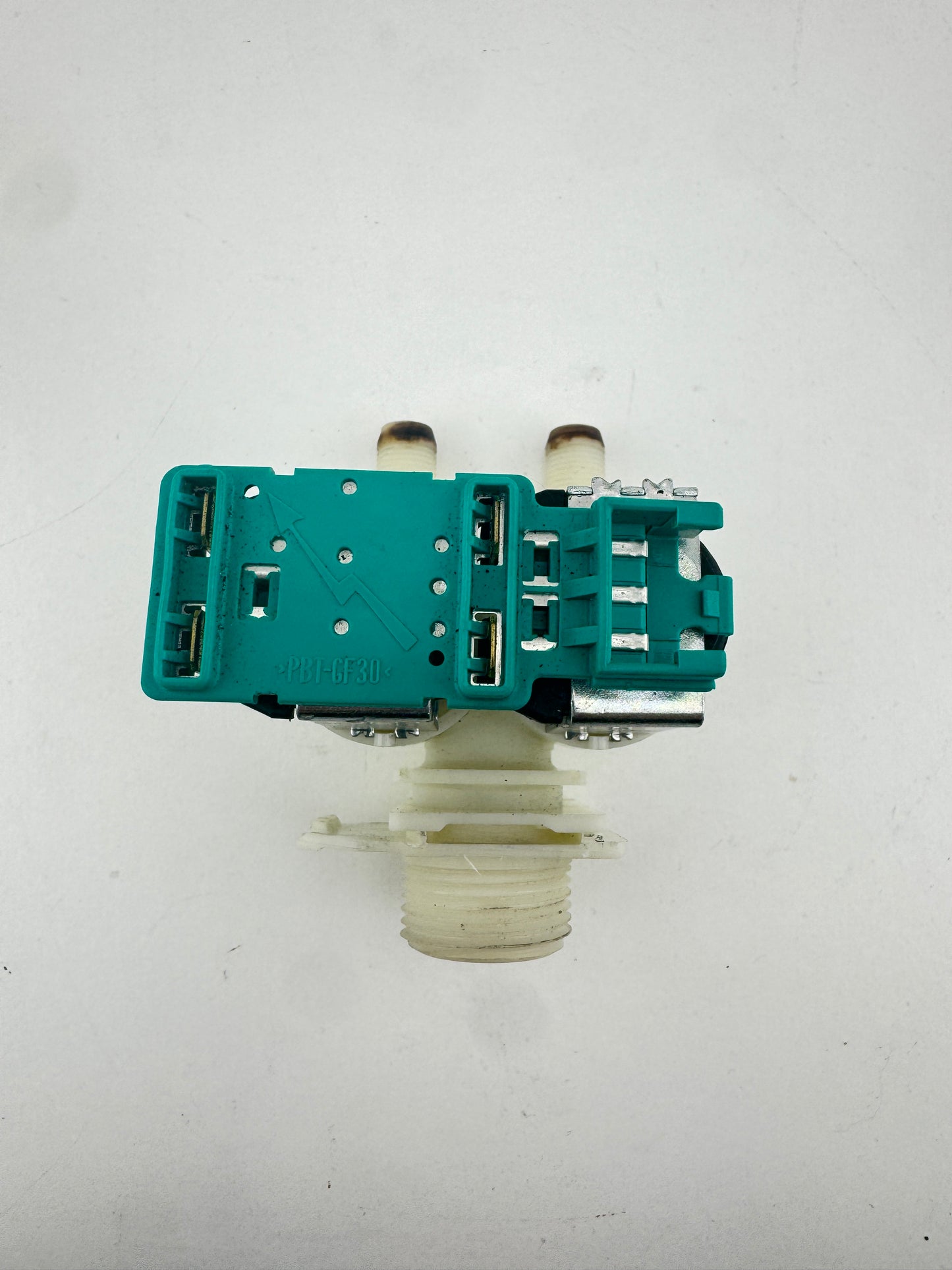 Genuine 00428210 Washing Machine Cold Water Double Solenoid Inlet Valve : 180Deg. With 10.5 Bore Outlets
