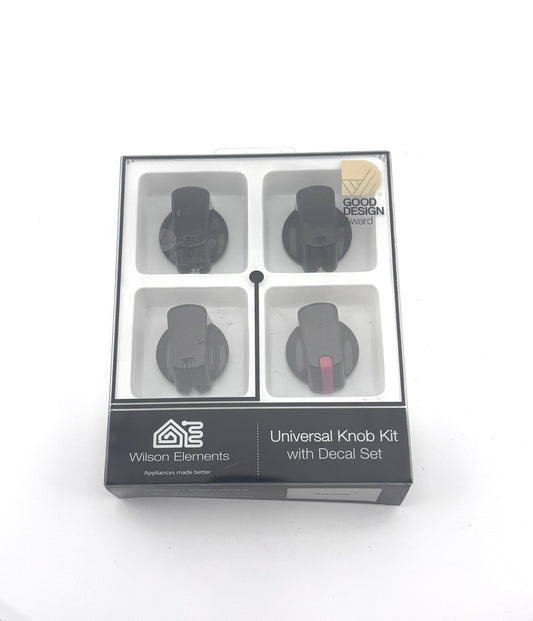 Universal Black 40mm Cooker Control Knob Pack of 4 with Decal Set
