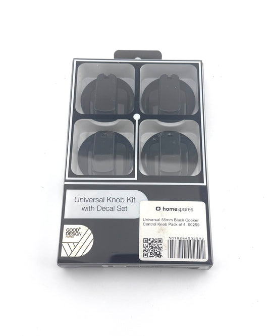 Universal Black 55mm Cooker Control Knob Pack of 4