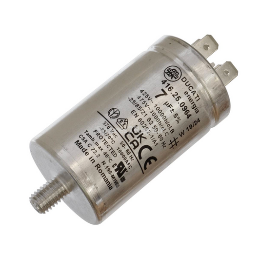 Universal Metal Shell 4-Tag & Stud Capacitor (7uF / 7MFD, 35mm x 60mm, pu=125)