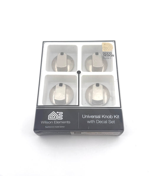 Universal Stainless Steel 48mm Cooker Control Knob Pack of 4 with Decals
