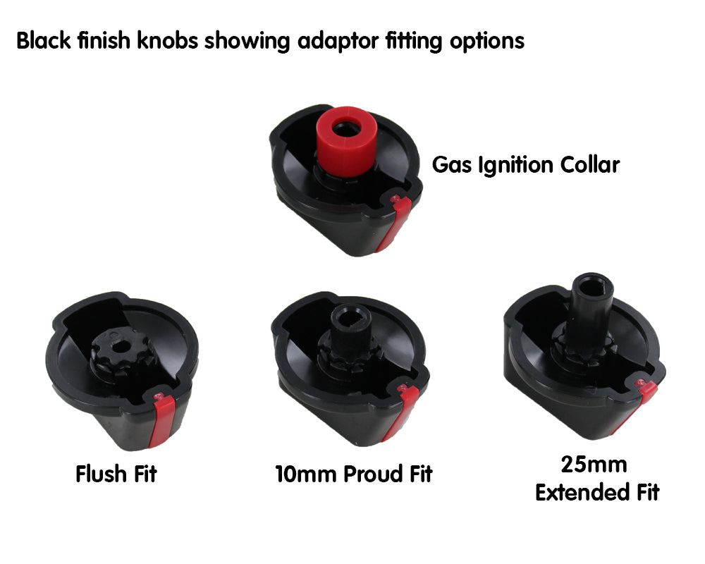 Universal 48mm Black Cooker Control Knob Pack of 4