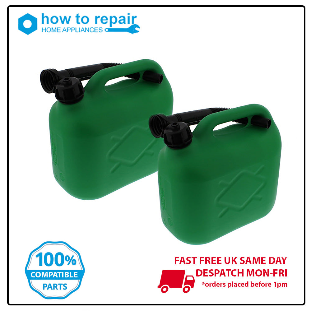 Green Plastic Fuel Can 5 Litre Pack of 2