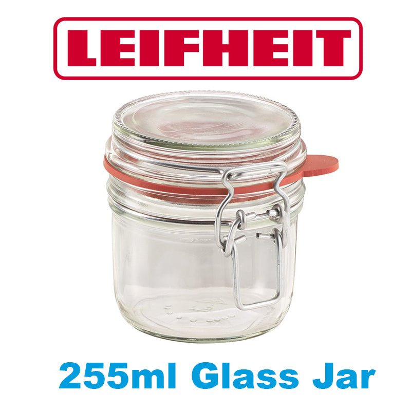 Leifheit 255ml Glass Jar With Clip Top Fastening Seal