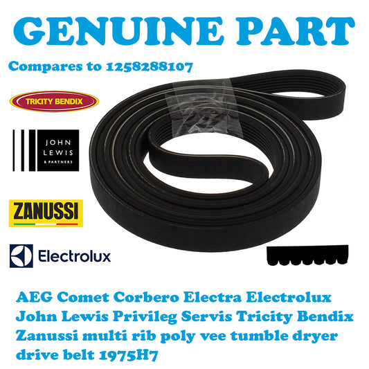 Aeg Electrolux John Lewis Servis Tricity Bendix Zanussi 1975H7 Tumble Dryer Belt